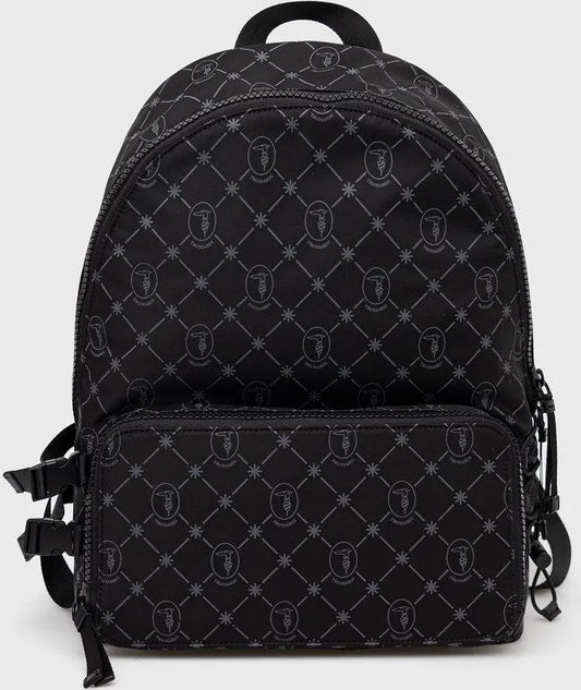 Trussardi men's backpack, black, large patterned
