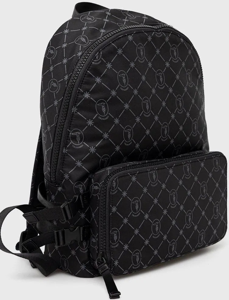 Trussardi men's backpack, black, large patterned