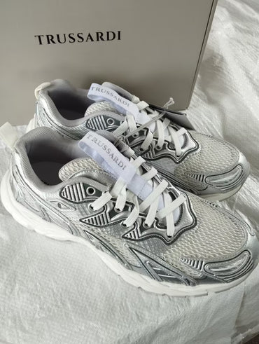 Trussardi Men Metallic Silver Sneaker
