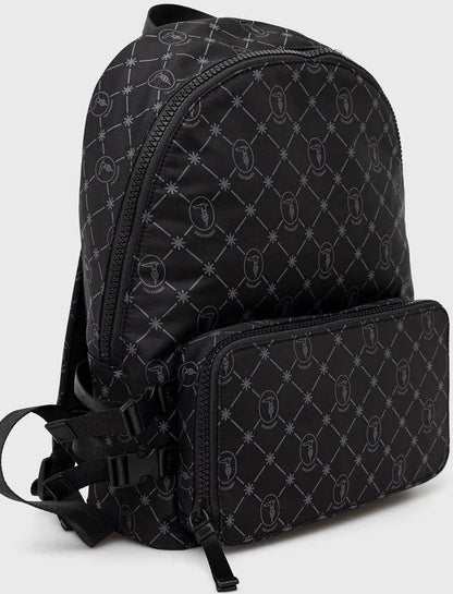 Trussardi men's backpack, black, large patterned